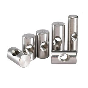 2/10/20pcs M4 M5 M6 304 Stainless Steel Barrel Nuts Cylindrical Pin Dowel Cross Hole Hammer Embedded Nut for Wood Furniture Accessories Hand Nut (Size : M5x16 (10Pcs)) in Saudi Arabia