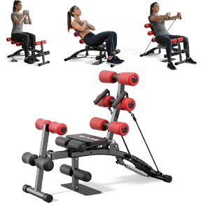 جهاز seanleecore Ab مع جهاز القرفصاء، مدرب عضلات البطن متعدد الوظائف قابل للتعديل، مقعد تمرين البطن للجيم المنزلي، جهاز الجلوس للبطن والأرداف، كرسي تمرين لتمرين الجسم بالكامل in Kuwait