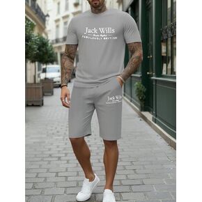 Men's Summer Sports Two-Piece Set Men's Casual Suit Fitness & Leisure Wear Stylish Printed T-Shirt and Shorts in Kuwait