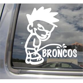 Boy Pee On Broncos - Funny Humorous Piss On Car Truck Van Moped Helmet Hard Hat Auto Automotive Craft Cup Tumbler Laptop Vinyl Decal Bumper Window Wall Sticker 02171 in Kuwait