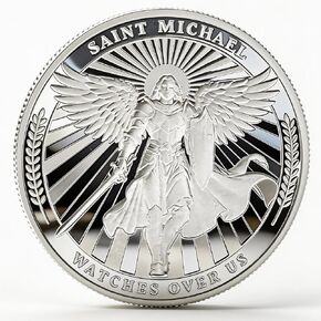 Saint Michael Watches Over Us Challenge Coin – Zinc Alloy Commemorative Coin – 3D Engraved Pocket Token Medallion for Collectors – Veterans Law Enforcement Military Police First Responder Gift in Kuwait