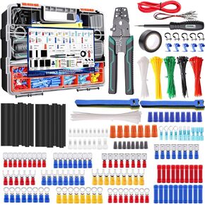 1180 قطعة مجموعة أطراف موصلات الأسلاك مع قاطع الأسلاك وزردية تجعيد ومفك براغي اختبار الجهد الكهربي ومفك براغي أنابيب الانكماش الحراري وموصلات الكابلات الكهربائية المتنوعة وشوكة المجرف بحلقة مؤخرة ذكر/أنثى in Kuwait