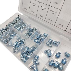 110PCS Grease Nipples Kit Metric M6 M8 M10 Straight 90° 45° Zinc Plated for Machinery Excavator DIN 71412 in Kuwait