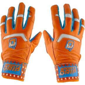 Velocity Batting Gloves, Baseball, Youth/Adult, Orange and Blue, Multiple Sizes, Breathable Mesh, Adjustable Wrist Strap, Pro-Grade Grip in Kuwait