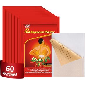 60 Count Capsaicin Patch, Capsicum Patches, XL Hot Capsicum Plasters, Upgraded Zippered Packaging, for Relieving Various Muscle and Joints Soreness in Saudi Arabia