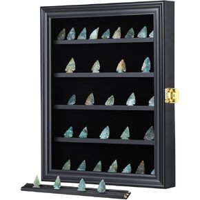 حافظة عرض رأس السهم من KCRasan، صندوق ظل رأس السهم الأمريكي الأصلي، خزانة عرض مجموعة رأس السهم على الحائط للعقيق، أوبال، كريستال، رؤوس سهام، نقاط الرمح، أسود صغير in Kuwait