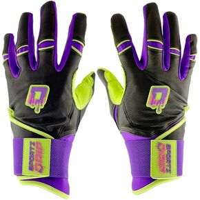Havoc Youth Batting Gloves, Purple and Green, Leather, Multiple Sizes, Baseball Softball Equipment in Kuwait