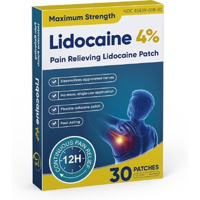 Lidocaine Pain Relief Patch 30 Count | Maximum Strength Pain Patches for Muscle Relief in Neck Knee Back and Shoulders |12 Hour Long Lasting Relief Pains-584 in Kuwait