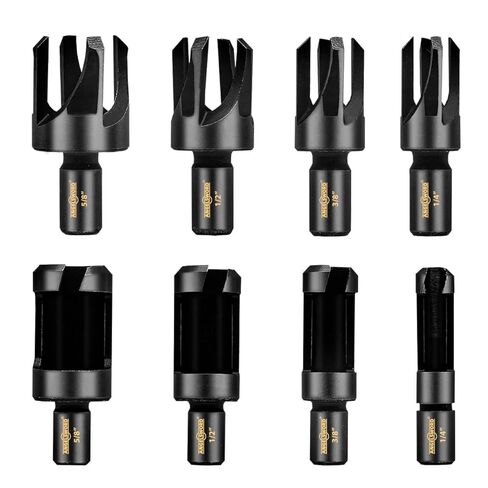 ANGELSWORD 8 PCS （Rusty） Wood Plug Cutter Drill Bit Set, 1/4", 3/8", 1/2", 5/8" Barrel Type and Claw Type with 1/4" Hex Shank, Plug Cutters for Woodworking in Saudi Arabia