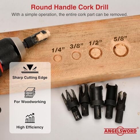 ANGELSWORD 8 PCS （Rusty） Wood Plug Cutter Drill Bit Set, 1/4", 3/8", 1/2", 5/8" Barrel Type and Claw Type with 1/4" Hex Shank, Plug Cutters for Woodworking in Saudi Arabia