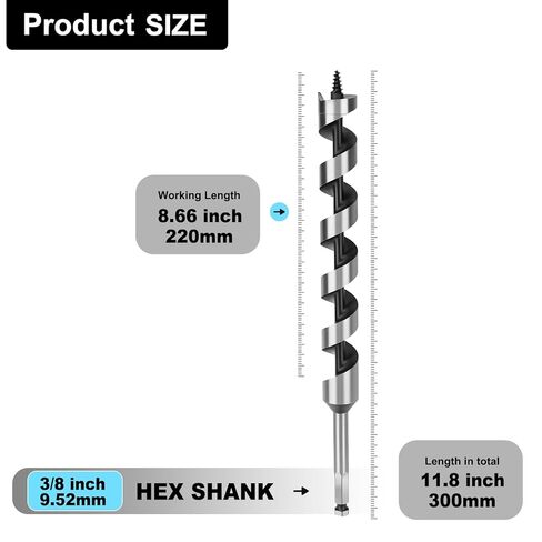 3 Pack 1/4 inch X 11.8 inch Auger Bit for Wood, 6x300mm Hex Long Auger Drill Bit for Wood, Hard Wood,Ship, Composite Materials, Drywall and DIY Projects in Saudi Arabia