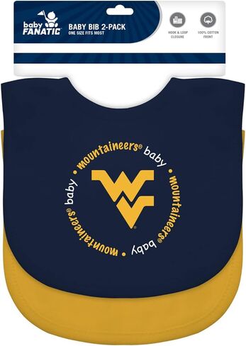 MasterPieces BabyFanatic Bibs 2 Pack - NCAA West Virginia Mountaineers - Officially Licensed Baby Apparel Set in Saudi Arabia