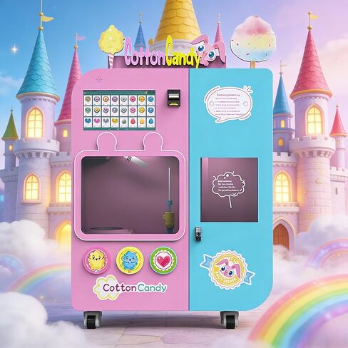 Full Automatic Cotton Candy Vending Machine Commercial Fluffy Treat Making Equipment Fast Service Stable Performance Cost Effective for Indoor and Outdoor Business Sites in Saudi Arabia