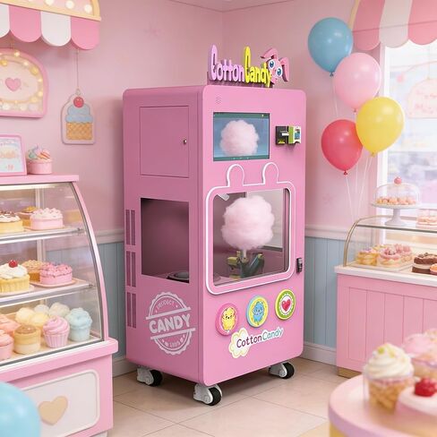 Self Service Cotton Candy Vending Machine Customized Automatic Floss Maker for Commercial Business Parks Airports in Saudi Arabia