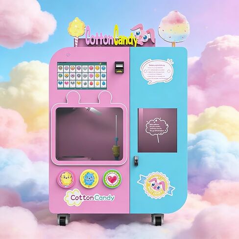 Transit Hub Cotton Candy Vending Machine Fully Automatic Self-Service Fluffy Dessert Maker Fast Service Space-Saving Design for Airports, Train Stations and Bus Terminals in Saudi Arabia