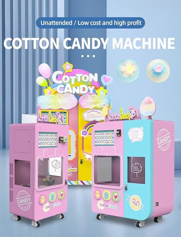 Transit Hub Cotton Candy Vending Machine Fully Automatic Self-Service Fluffy Dessert Maker Fast Service Space-Saving Design for Airports, Train Stations and Bus Terminals in Saudi Arabia