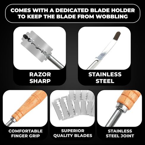 Orblue Bread Lame، سكين تسجيل الخبز، أداة تسجيل عجينة الخبز Lame للعجين المخمر الحرفي، أداة الخبز Lame، لوازم الخبز الأساسية مع 12 شفرة متضمنة in Kuwait