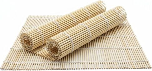 عبوتان من سجادة لف السوشي المصنوعة من الخيزران، سجادة دوارة للسوشي لصنع لفائف السوشي والكيمباب المثالية - أساسية للمطبخ قابلة لإعادة الاستخدام وصديقة للمبتدئين (9.5 بوصة × 9 بوصة) in Kuwait