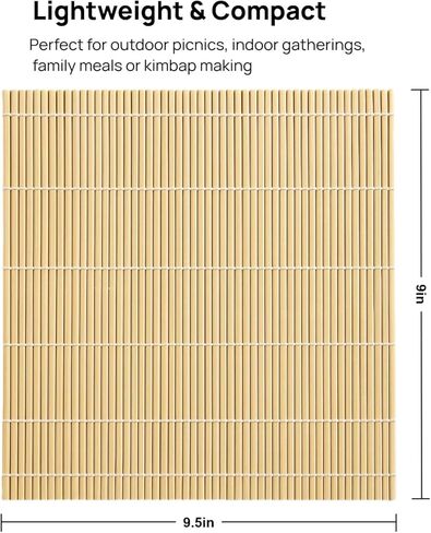 عبوتان من سجادة لف السوشي المصنوعة من الخيزران، سجادة دوارة للسوشي لصنع لفائف السوشي والكيمباب المثالية - أساسية للمطبخ قابلة لإعادة الاستخدام وصديقة للمبتدئين (9.5 بوصة × 9 بوصة) in Kuwait