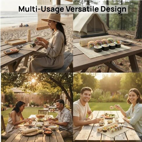 عبوتان من سجادة لف السوشي المصنوعة من الخيزران، سجادة دوارة للسوشي لصنع لفائف السوشي والكيمباب المثالية - أساسية للمطبخ قابلة لإعادة الاستخدام وصديقة للمبتدئين (9.5 بوصة × 9 بوصة) in Kuwait