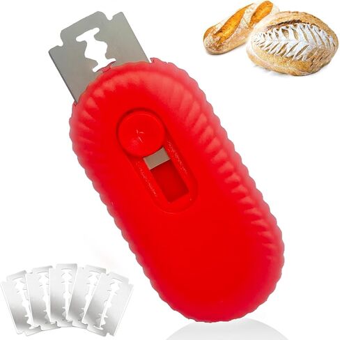 أداة تسجيل عجينة الخبز، أداة تسجيل العجين المخمر قابلة للسحب مع شفرة من الفولاذ المقاوم للصدأ لخبز الخبز، وإكسسوارات مستلزمات الطبخ (أحمر) in Kuwait