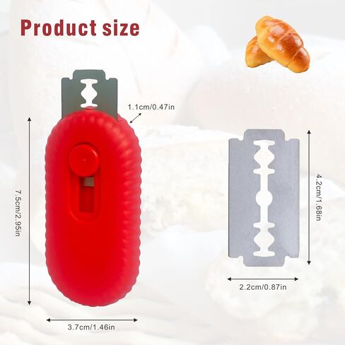 أداة تسجيل عجينة الخبز، أداة تسجيل العجين المخمر قابلة للسحب مع شفرة من الفولاذ المقاوم للصدأ لخبز الخبز، وإكسسوارات مستلزمات الطبخ (أحمر) in Kuwait