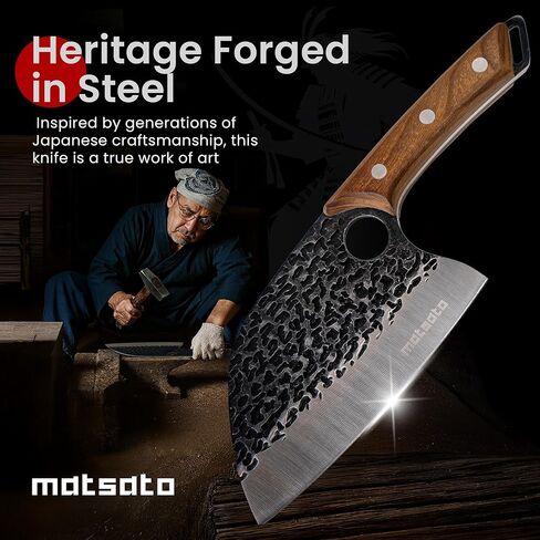 سكين ماتساتو ساطور - سكين جزار الطبخ الياباني من الفولاذ لتقطيع اللحوم والخضروات، سكين مطبخ 5.8 بوصة، هدية مطبخ للرجال والنساء in Kuwait