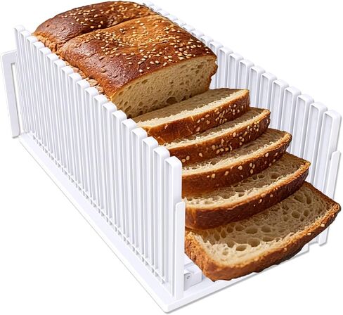 Fanlory Bread Slicer,Adjustable Thickness And Width Guide Bread Slicer, Foldable and Compact Bread Slicing for Homemade Bread - Kitchen Gadget, Baking Tool & Gift(White) in Kuwait