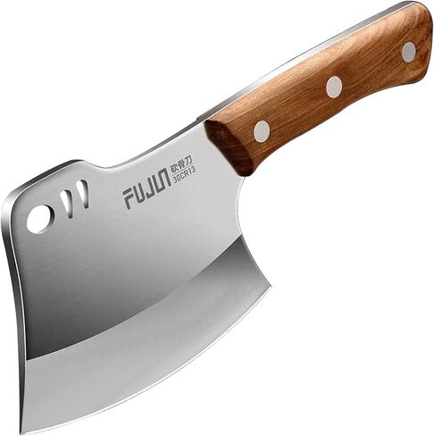 سكين ساطور عظم اللحوم لتقطيع اللحوم، محاور جزار مصنوعة يدويًا عالية التحمل، مفرمة تانغ كاملة مصنوعة يدويًا للمنزل والمطبخ والشواء والتخييم وأعياد الميلاد وعيد الميلاد والأم والأب فكرة للرجال in Kuwait