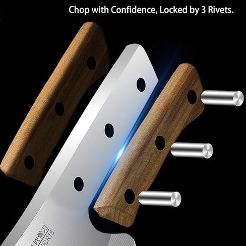 سكين ساطور عظم اللحوم لتقطيع اللحوم، محاور جزار مصنوعة يدويًا عالية التحمل، مفرمة تانغ كاملة مصنوعة يدويًا للمنزل والمطبخ والشواء والتخييم وأعياد الميلاد وعيد الميلاد والأم والأب فكرة للرجال in Kuwait