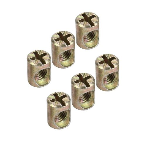 30pcs M6 Spring Loaded Nuts, Slotted Nut Cross Dowels, Replacement Screws Cross Dowel Nuts for Furniture Bed Crib and Chairs in Saudi Arabia