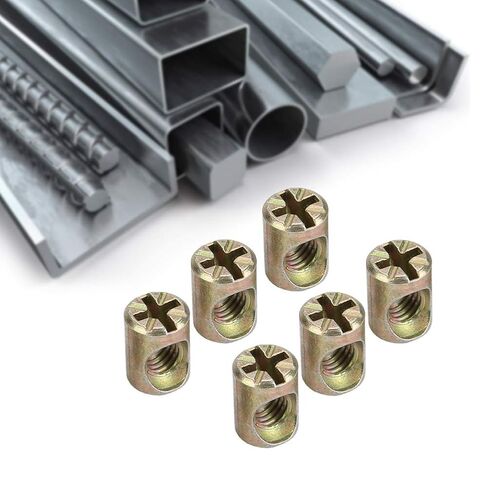 30pcs M6 Spring Loaded Nuts, Slotted Nut Cross Dowels, Replacement Screws Cross Dowel Nuts for Furniture Bed Crib and Chairs in Saudi Arabia