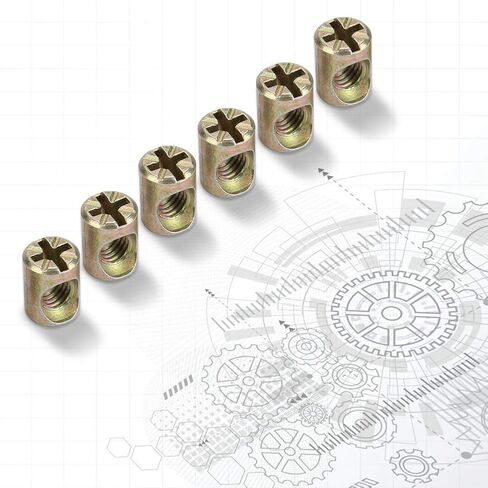 30pcs M6 Spring Loaded Nuts, Slotted Nut Cross Dowels, Replacement Screws Cross Dowel Nuts for Furniture Bed Crib and Chairs in Saudi Arabia