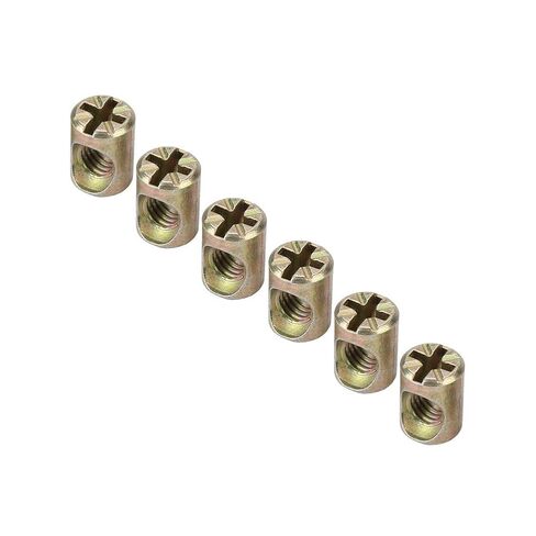 30pcs M6 Spring Loaded Nuts, Slotted Nut Cross Dowels, Replacement Screws Cross Dowel Nuts for Furniture Bed Crib and Chairs in Saudi Arabia