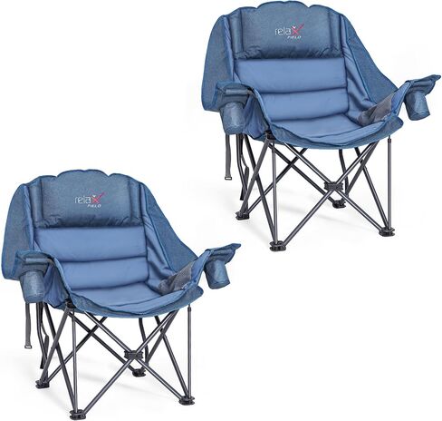 Oversized Camping Chair, Portable Folding Padded Camp Chairs with Side Pocket, Cup Holder, Heavy Duty Support 500LBS Outdoor Lounge Chair for Adults, Fishing, Sports, Trip, Green in Kuwait