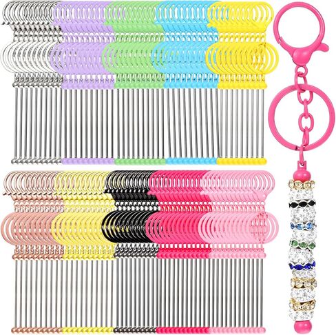 30 pcs bar jeychain joyable ، سلسلة مفاتيح حبة ملونة Metal Diy Multicolor Bars Bars keychains accesssories diy supplies for crafts make of the make in Saudi Arabia