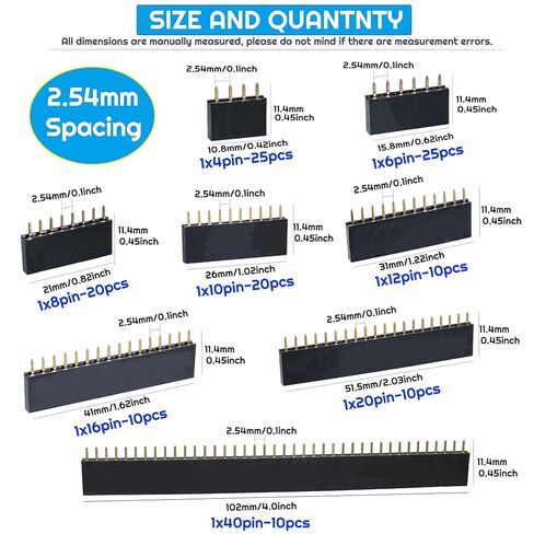 130 قطعة صف واحد 2.54 مللي متر مستقيم صف واحد لوحة دارات مطبوعة أنثى دبوس رأس موصل مقبس قطاع مجموعة متنوعة لدرع النموذج الأولي لاردوينو in Kuwait
