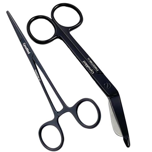 ArTLaB-Tactical Black Nursing Lister Bandage Scissors 5.5" - Hemostat Forceps Straight Curved 5.5"- Perfect for Home Nursing and Doctors (Scissor+HEMOSTAT STR CVD) in Saudi Arabia