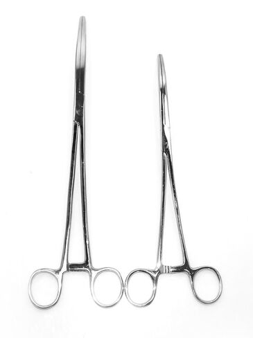 SurgicalOnline - طقم من قطعتين 10 بوصة + 12 بوصة ملقط مرقأة منحني مشابك قفل من الفولاذ المقاوم للصدأ in Saudi Arabia
