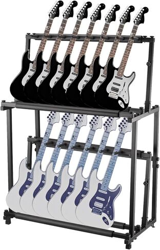 Guitar Rolling Stand Multiple Instrument Stage Studio Display Rack Movable Rolling Cart Stand Pro Audio Stage, Studio or Display Rubber Divider Electric or Acoustic Guitar 7 Holder in Saudi Arabia