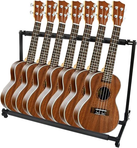 Guitar Rolling Stand Multiple Instrument Stage Studio Display Rack Movable Rolling Cart Stand Pro Audio Stage, Studio or Display Rubber Divider Electric or Acoustic Guitar 7 Holder in Saudi Arabia
