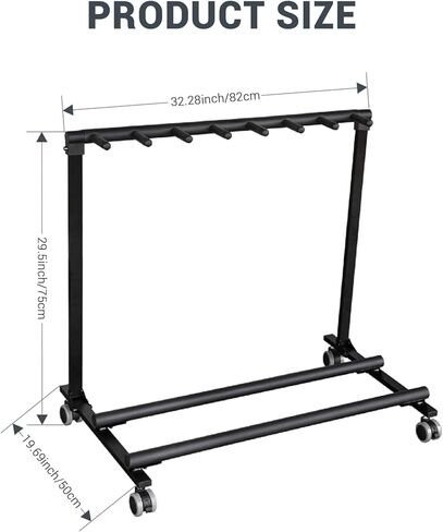 Guitar Rolling Stand Multiple Instrument Stage Studio Display Rack Movable Rolling Cart Stand Pro Audio Stage, Studio or Display Rubber Divider Electric or Acoustic Guitar 7 Holder in Saudi Arabia
