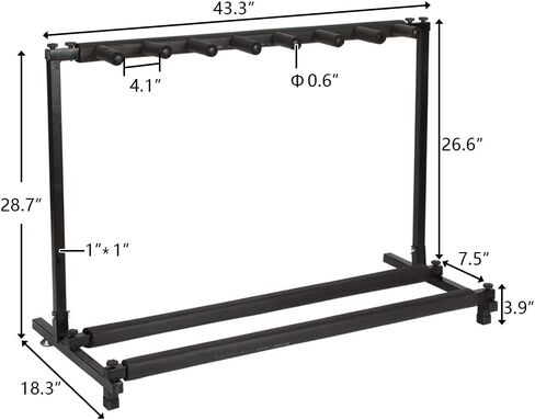 حامل عرض متعدد الفتحات ذو 7 فتحات - إطار عالمي مصمم للجيتار والحالات الكهربائية والصوتية والباس - قابل للطي ومحمول وواقي مع بطانة مضادة للانزلاق ومضادة للخدش - أسود in Kuwait