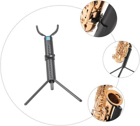 Yardwe Tenor Saxophone Stand Portable Non-skid Saxophone Holder Foldable Sax Bracket with Blue Case for Tenor Sax Storage and Display in Saudi Arabia