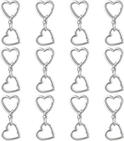 12 Pcs Heart Swivel Spring Clasps，Metal Spring Key Chain Hook Clasps，Clip Hanging Hooks for DIY Crafts Key Chains in Kuwait