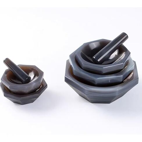 1pc 30mm to 130mm Natural Agate Mortar and Pestle Set - Durable Grinding Tool for Kitchen and Laboratory Use(13cm) in Saudi Arabia