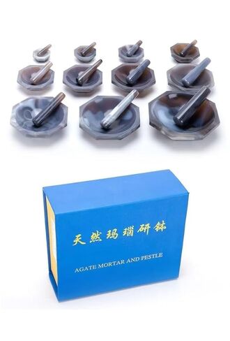 1pc 30mm to 130mm Natural Agate Mortar and Pestle Set - Durable Grinding Tool for Kitchen and Laboratory Use(13cm) in Saudi Arabia