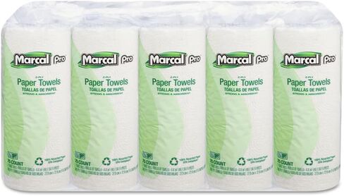 Marcal PRO MAC 610 11 in. x 9 in. 2-Ply 100 Percent Premium Recycled Perforated Kitchen Roll Towels - White (15/Carton) in Kuwait