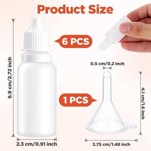 6PCS Small Plastic Dropper Bottles,15ml/0.5oz Small Eye Dropper Bottle with Cap and Plug,Refillable Eye Liquid Droppers Bottle,Squeezable & Portable Travel Containers for Liquid ( With 1PCS Funnel） in Saudi Arabia