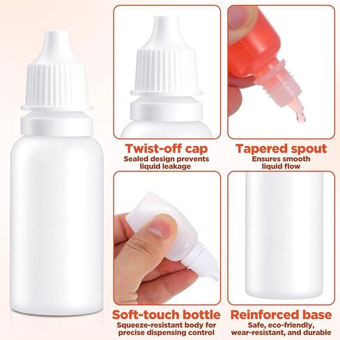 6PCS Small Plastic Dropper Bottles,15ml/0.5oz Small Eye Dropper Bottle with Cap and Plug,Refillable Eye Liquid Droppers Bottle,Squeezable & Portable Travel Containers for Liquid ( With 1PCS Funnel） in Saudi Arabia
